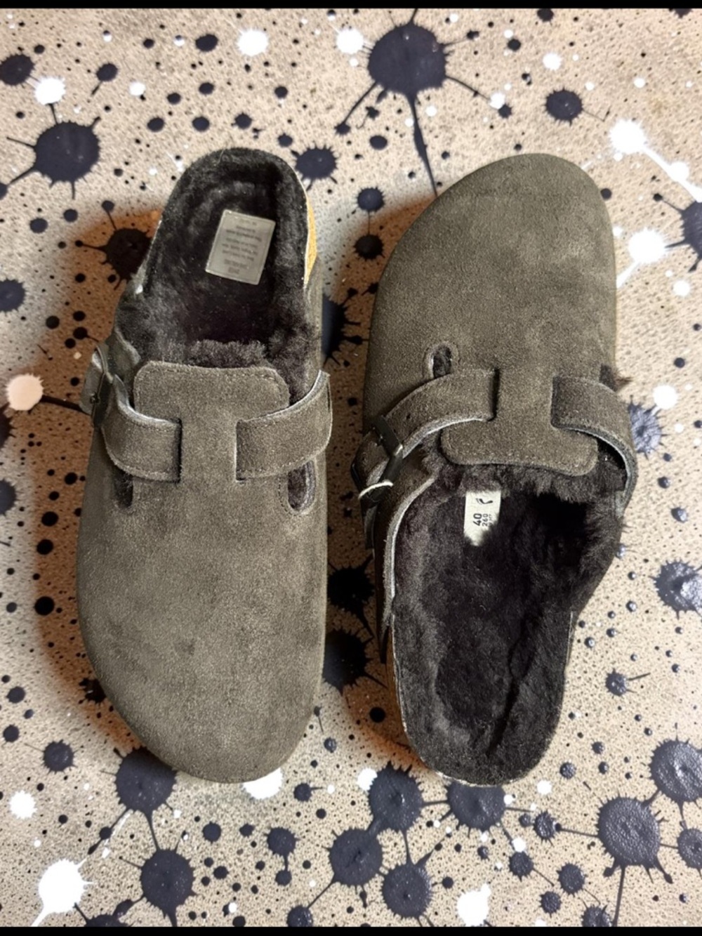 Birkenstock Boston VL/Shearling Suede Clog - Black - 9 Narrow - Picture 3 of 14